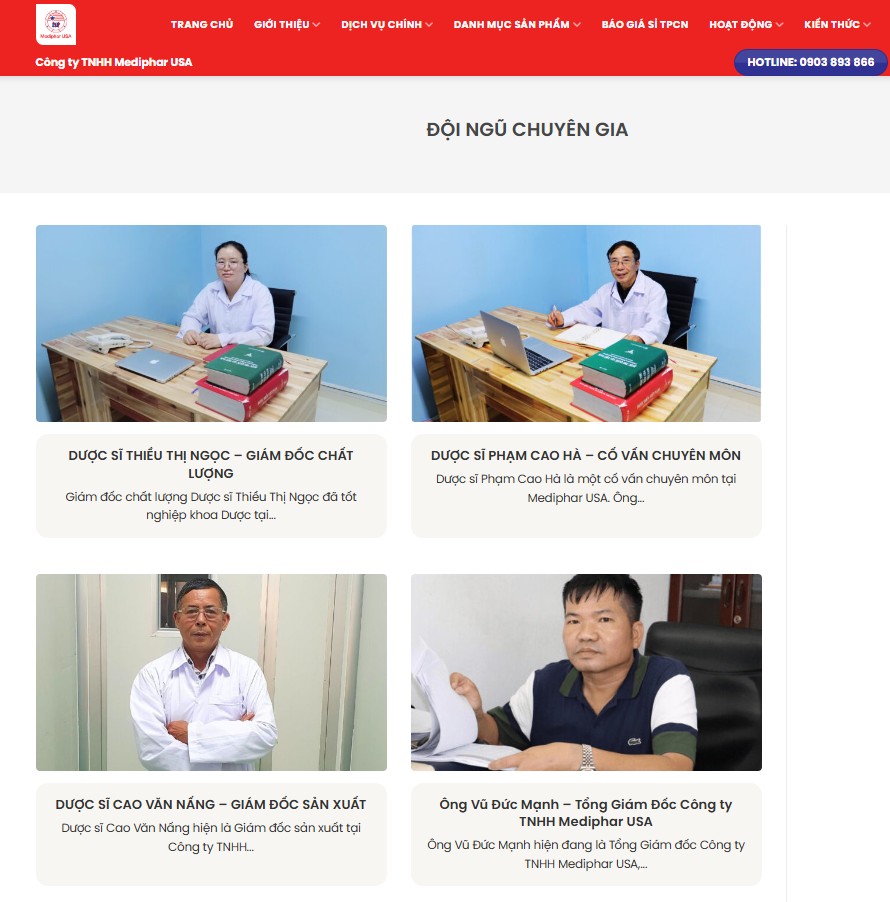 Đội ngũ chuyên gia tại Mediphar USA chịu trách nhiệm nghiên cứu và kiểm định sản phẩm