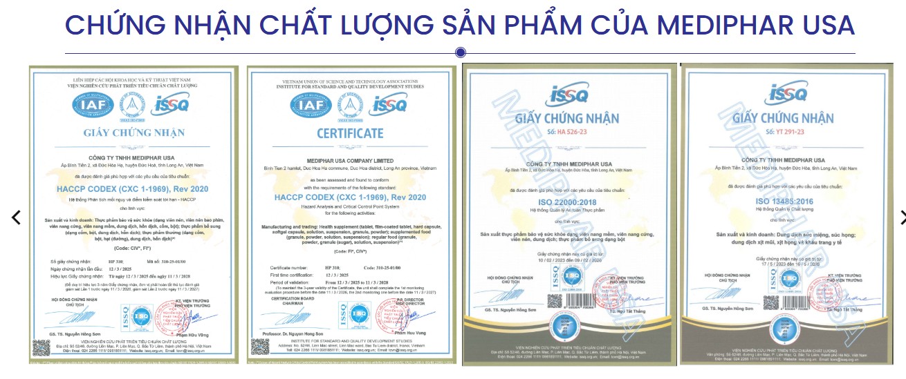 Các chứng nhận là nền tảng pháp lý vững chắc của Mediphar USA
